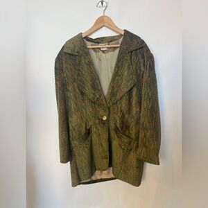 Vintage Striped Corduroy Jacket Size 12 Olive‎ Bernd Berger West Germany Blazer